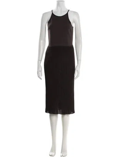 Pre-owned Hermes Silk Midi Length Dress W/ Tags In Brown