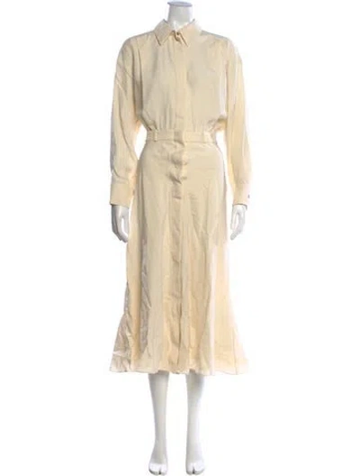 Pre-owned Hermes Silk Midi Length Dress W/ Tags In Brown
