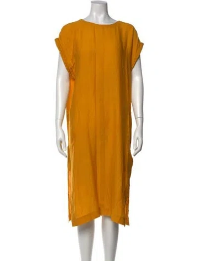 Pre-owned Hermes Silk Midi Length Dress In Yellow