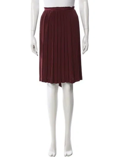 Pre-owned Hermes Silk Midi Length Skirt In Burgundy