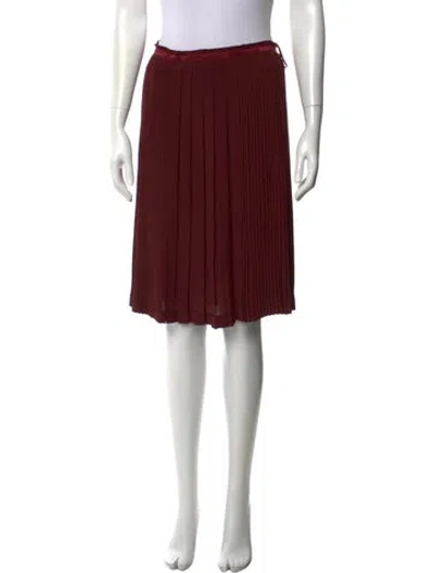 Pre-owned Hermes Silk Midi Length Skirt In Burgundy