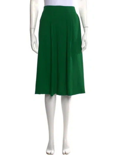 Pre-owned Hermes Silk Midi Length Skirt In Green