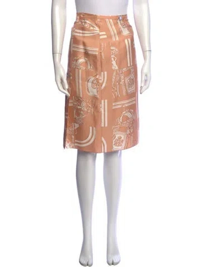 Pre-owned Hermes Silk Midi Length Skirt In Multicolor