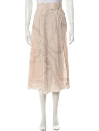 Pre-owned Hermes Silk Midi Length Skirt In Neutral