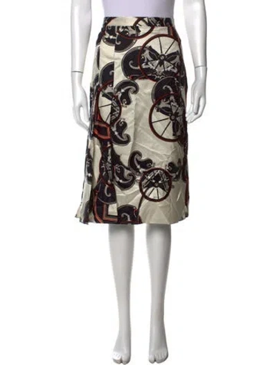 Pre-owned Hermes Silk Midi Length Skirt In Neutrals