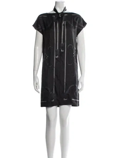 Pre-owned Hermes Silk Mini Dress In Black