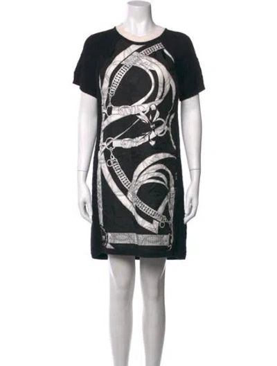 Pre-owned Hermes Silk Mini Dress In Black