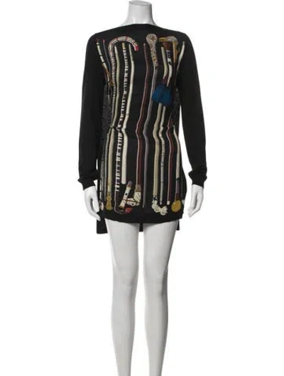 Pre-owned Hermes Silk Mini Dress In Black