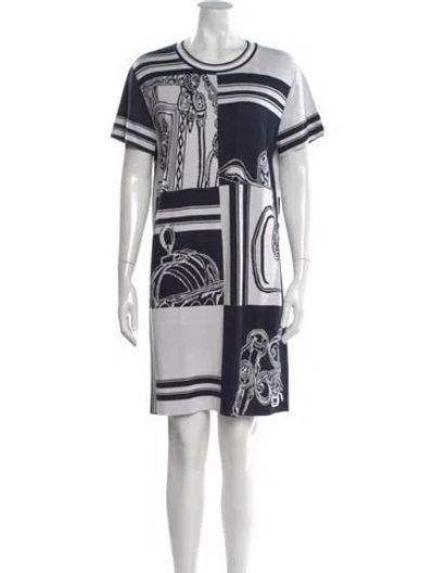 Pre-owned Hermes Silk Mini Dress In Blue