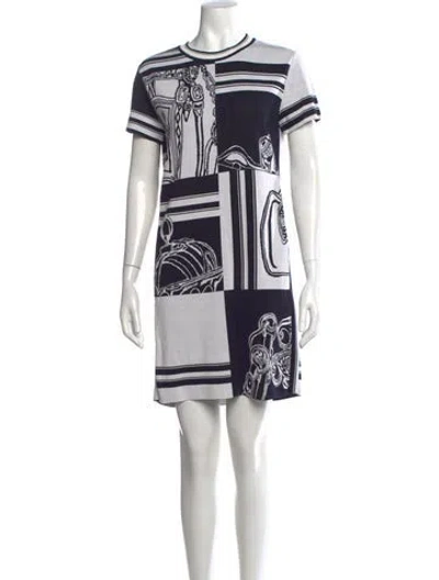 Pre-owned Hermes Silk Mini Dress In Blue