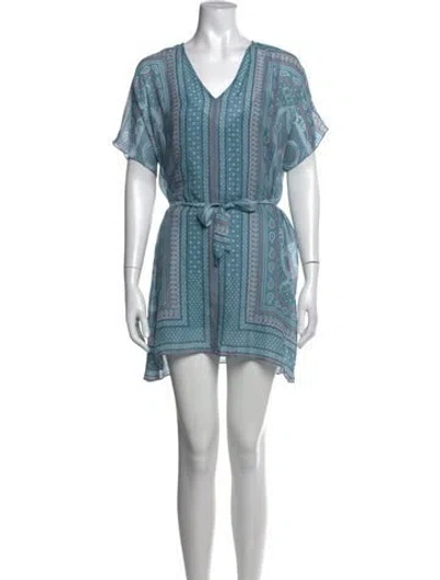 Pre-owned Hermes Silk Mini Dress In Blue