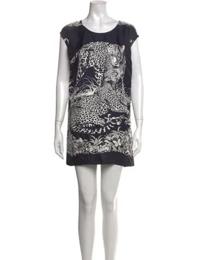 Pre-owned Hermes Silk Mini Dress In Blue