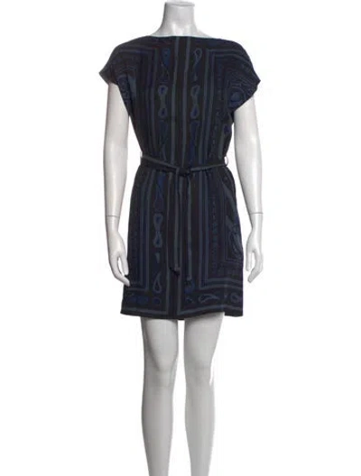Pre-owned Hermes Silk Mini Dress In Blue