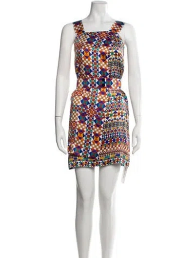 Pre-owned Hermes Silk Mini Dress In Blue