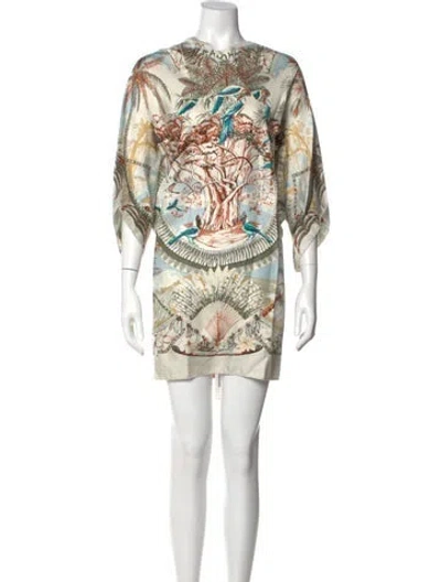 Pre-owned Hermes Silk Mini Dress In Brown