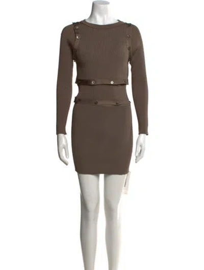 Pre-owned Hermes Silk Mini Dress In Brown