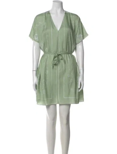 Pre-owned Hermes Silk Mini Dress In Green