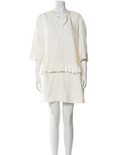 Pre-owned Hermes Silk Mini Dress In Neutral