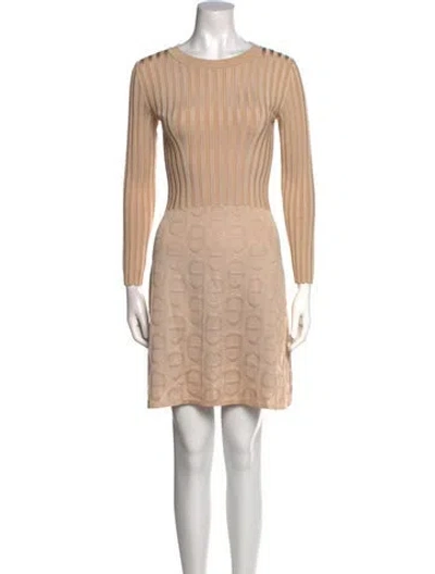 Pre-owned Hermes Silk Mini Dress In Neutral
