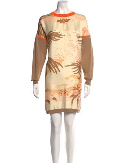 Pre-owned Hermes Silk Mini Dress In Neutral