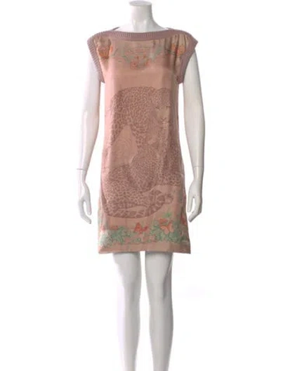 Pre-owned Hermes Silk Mini Dress In Neutral