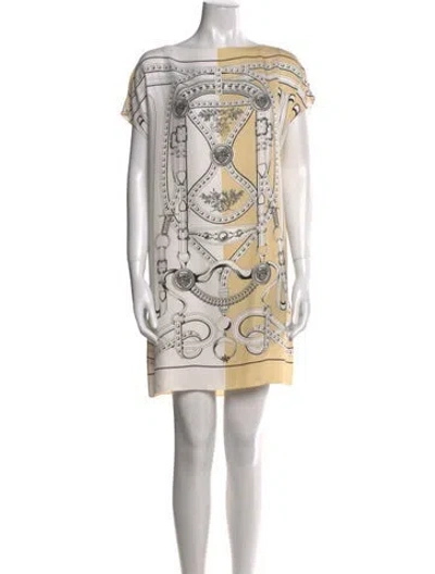 Pre-owned Hermes Silk Mini Dress In Neutral