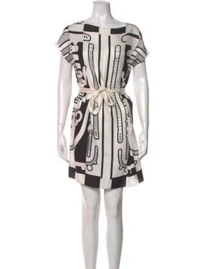 Pre-owned Hermes Silk Mini Dress In Neutral