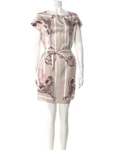 Pre-owned Hermes Silk Mini Dress In Neutral