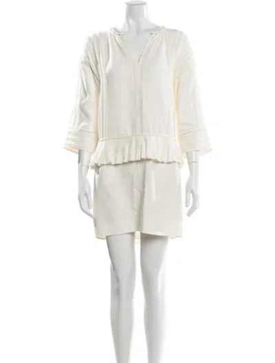 Pre-owned Hermes Silk Mini Dress In Neutral