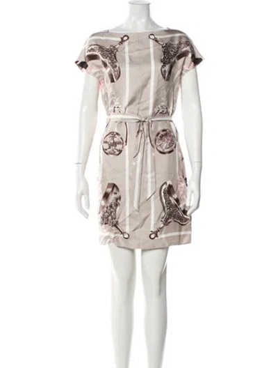 Pre-owned Hermes Silk Mini Dress In Neutral
