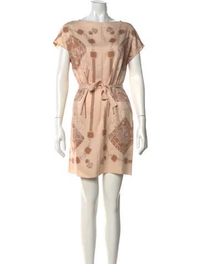 Pre-owned Hermes Silk Mini Dress In Neutral