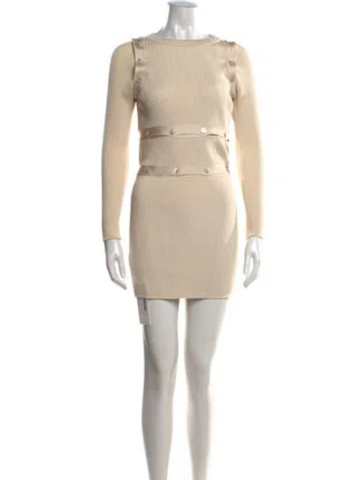 Pre-owned Hermes Silk Mini Dress In Neutral