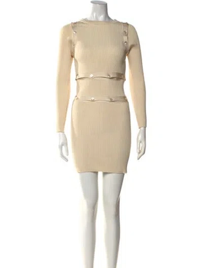 Pre-owned Hermes Silk Mini Dress In Neutrals