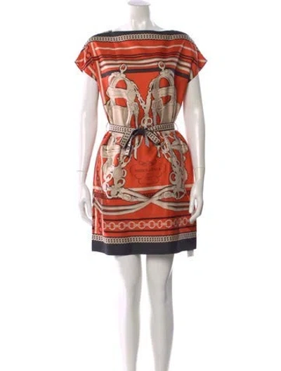 Pre-owned Hermes Silk Mini Dress In Orange