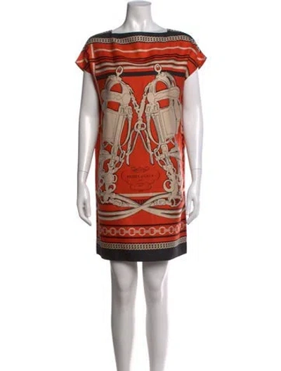 Pre-owned Hermes Silk Mini Dress In Orange