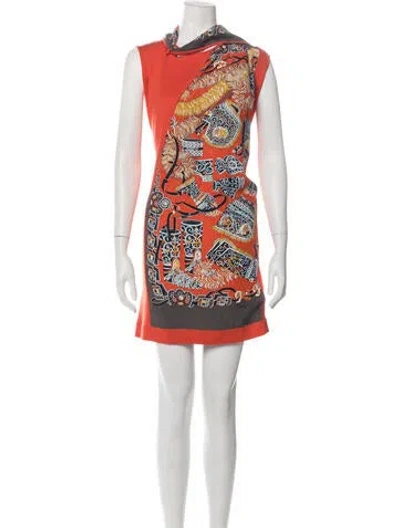 Pre-owned Hermes Silk Mini Dress In Orange