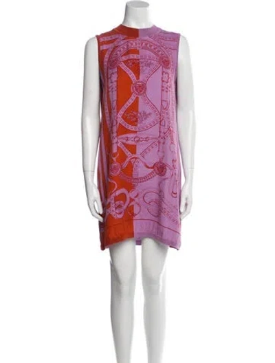 Pre-owned Hermes Silk Mini Dress In Purple