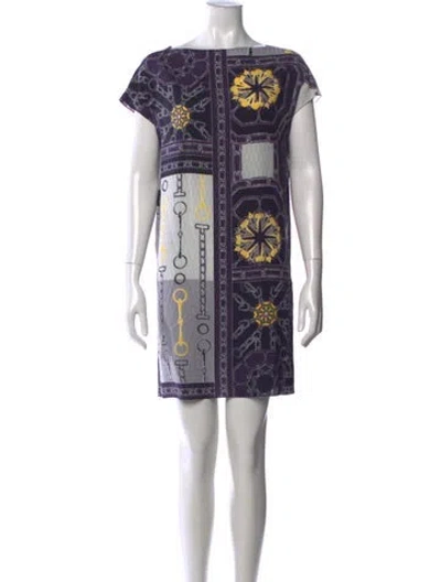 Pre-owned Hermes Silk Mini Dress W/ Tags In Blue