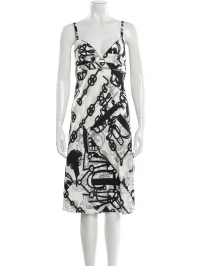 Pre-owned Hermes Silk Mini Dress In White