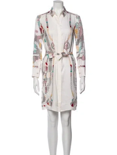 Pre-owned Hermes Silk Mini Dress In White