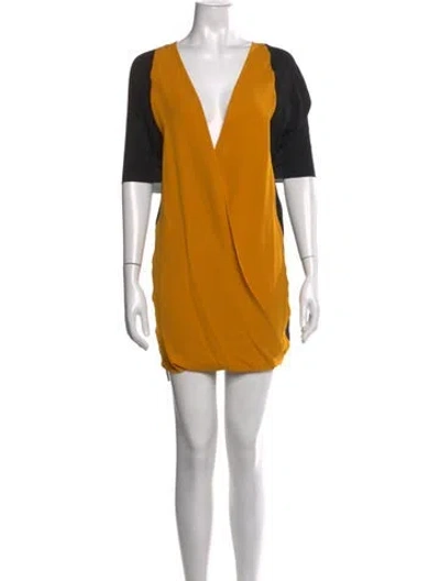 Pre-owned Hermes Silk Mini Dress In Yellow