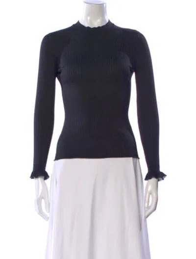 Pre-owned Hermes Silk Mock Neck Top In Blue