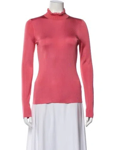 Pre-owned Hermes Silk Mock Neck Top In Pink
