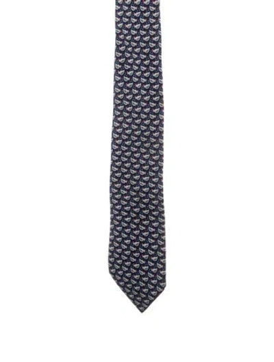 Pre-owned Hermes Silk Neck Tie In Blue