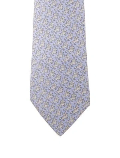 Pre-owned Hermes Hermès Silk Neck Tie In Blue