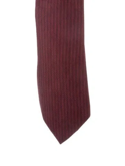 Pre-owned Hermes Silk Neck Tie In Burgundy