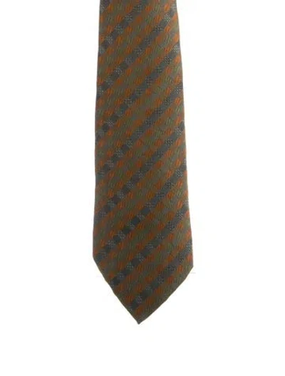 Pre-owned Hermes Hermès Silk Neck Tie In Orange