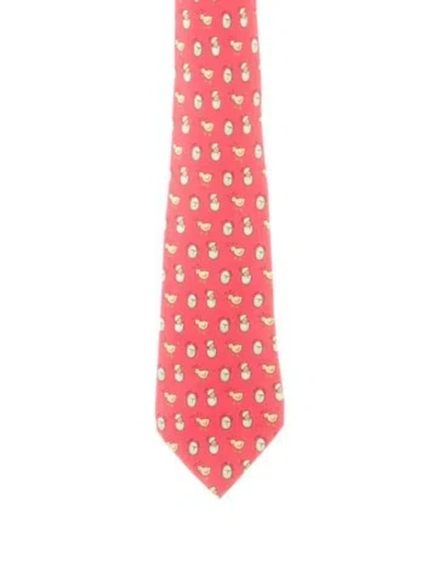 Pre-owned Hermes Hermès Silk Neck Tie In Red