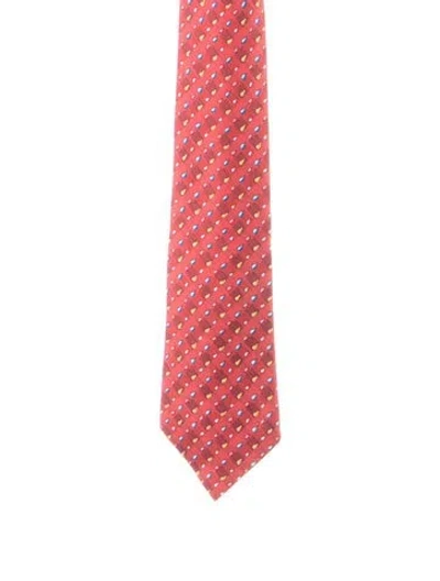 Pre-owned Hermes Hermès Silk Neck Tie In Red