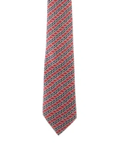Pre-owned Hermes Hermès Silk Neck Tie In Red